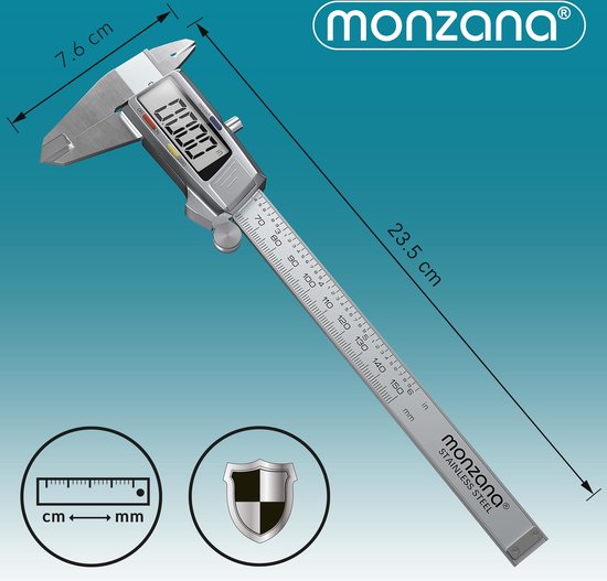 Monzana Digitale stalen schuifmaat 0 - 150mm incl. harde koffer