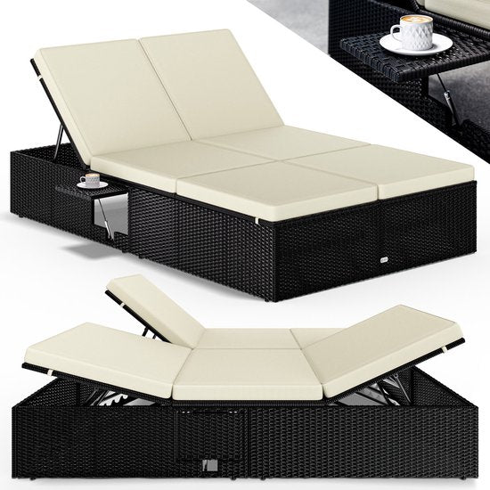 Casaria Ligbed - Tweepersoons Verstelbaar 200x115 - Zwart Crème
