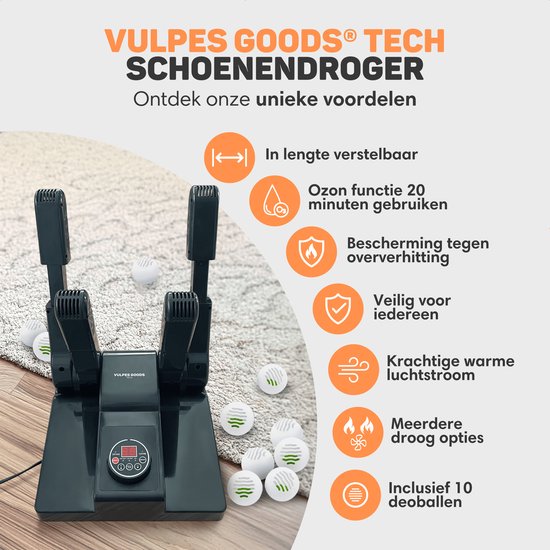 Vulpes Goods® Tech - Schoenendroger & Schoenverfrisser met Ozone - Ozone & Droogfunctie - Meerdere Droogfuncties - Incl. 10 Schoenverfrissers - PRO V2 versie