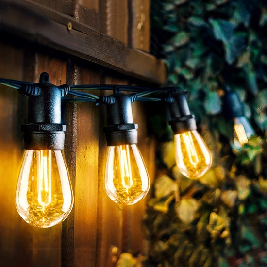 Partizzle 15m LED Lichtsnoer voor Buiten - Terras en Camping Tuinverlichting - Kerst Lampjes Slinger - Kerstverlichting - Waterdicht Lichtslinger - 2700K / Warm Wit