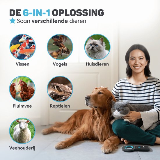 Vulpes Goods® Huisdieren - Chiplezer - Chiplezer Huisdier - Chiplezer voor alle dieren en huisdieren - Incl. Reistas - ISO11784/85/FDX-B - PRO versie