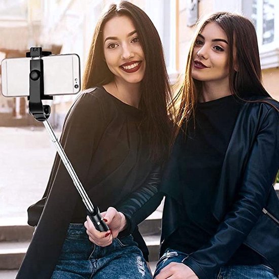 Studio ME Selfiestick Universeel - Statief - Geschikt voor Telefoon & Actiecamera - 100 cm - Selfie Stick - 360° Rotatie - Bluetooth Afstandsbediening - Telefoonhouder