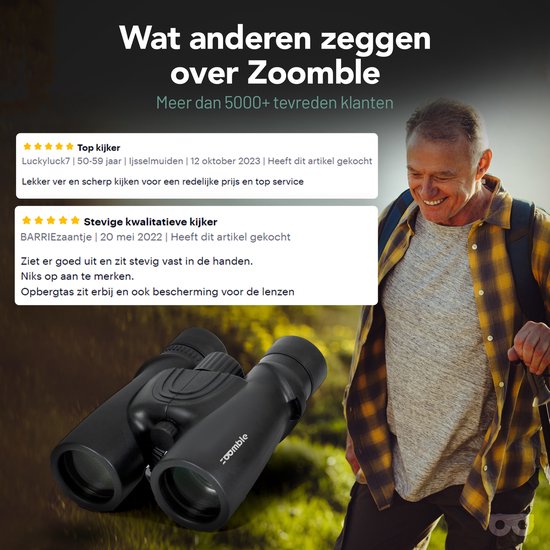 Zoomble® Verrekijker PRO 8x42 met Draagtas - Incl. E-Book Vogelspotten - Bak-4 HD Lens - Geschikt voor Vogelaars, Outdoor & Hiking - Volwassene - Verkijker