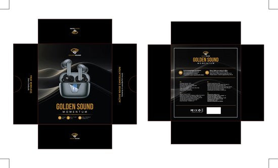 Golden Sound Oortjes draadloos - Draadloze oordopjes - Bluetooth oortjes - Active Noise Cancelling - Sport oordopjes - Led display - Touch functie - Geschikt voor elke smartphone & laptop