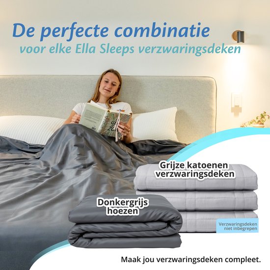 Hoes voor de verzwaringsdeken van EL Life 150 x 200 CM - 7 KG & 9 KG - Overtrek Hoes van 100% biologisch katoen - Antraciet