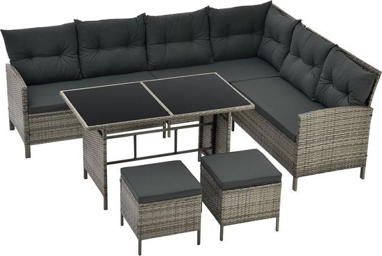 Juskys Polyrotan Loungeset - Manacor - Grijs