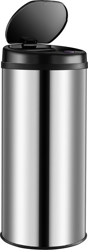 Monzana Prullenbak - Automatisch Rond 40L 30x69cm Display Sensor - Zilver