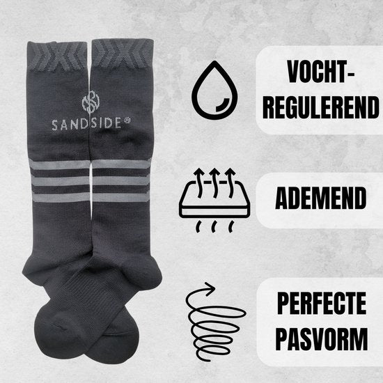 Sandside Steunkousen Compressie Sokken 2 Paar - Compressiekousen - Hardloopsokken - Sport Athletic - Zwart - Maat 36-40 S/M