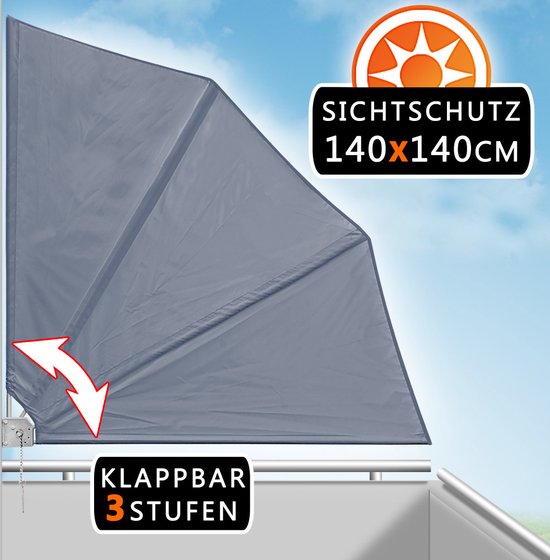 Deuba Balkonscherm - Vouwbaar 140x140cm Weerbestendig - Antraciet