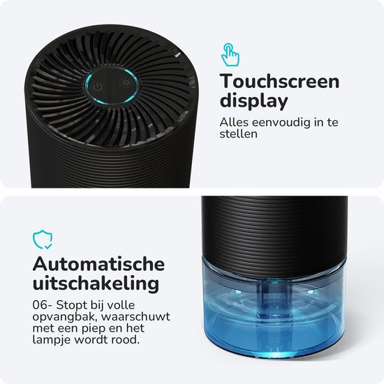 Bloomfold Luchtontvochtiger - Compact 700ML - 250ML per dag - voor Slaapkamer, Woonkamer en badkamer