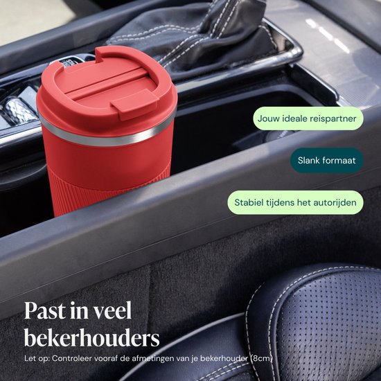 Castagnola Thermosbeker - Koffiebeker To Go - Travel Mug voor Koffie en Thee - Theebeker - 510 ML - RVS - Rood