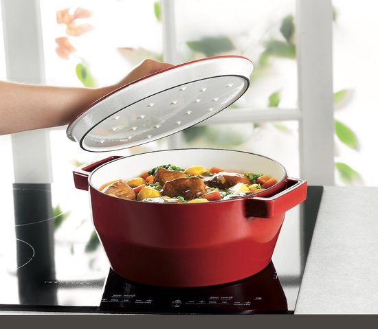Pyrex Slowcook Braadpan - Gietijzer - Ø 24 cm - 3.6 l - Rood
