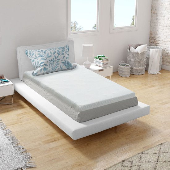 Juskys – Matrazentopper 7-Zonen – 90 x 200 cm – Voorzien Van Memory Foam En Afneembare Hoes – Voor Boxspringbed En Matras – Wit Polyester En Polyurethaan