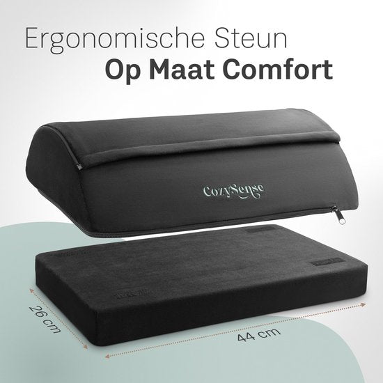 CozySense® Voetensteun Bureau - Ergonomisch Voetenbankje met 2 Hoogtes - Anti-Slip & Wasbare Sherpa Hoes - Voetenkussen voor Thuis & Kantoor - Zwart