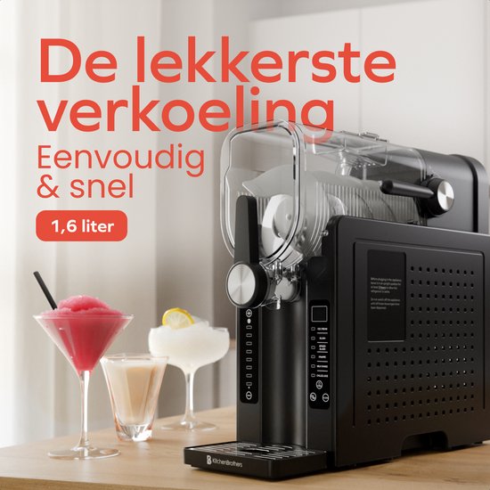 KitchenBrothers Slush Puppy Maker - 1,6L - 6 Standen - BPA-vrij - Slushi Machine - Ijsmachine - Zwart