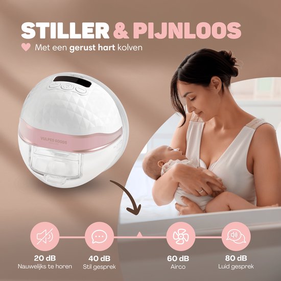 Vulpes Goods® BabyCare - Elektrische Draadloze Borstkolf PRO V2 – Handsfree – Draagbaar – APP Bedienbaar – BPA-Vrij – Inclusief Borstschildverkleiners, Bewaarzakjes & Reistas – 2 Stuks