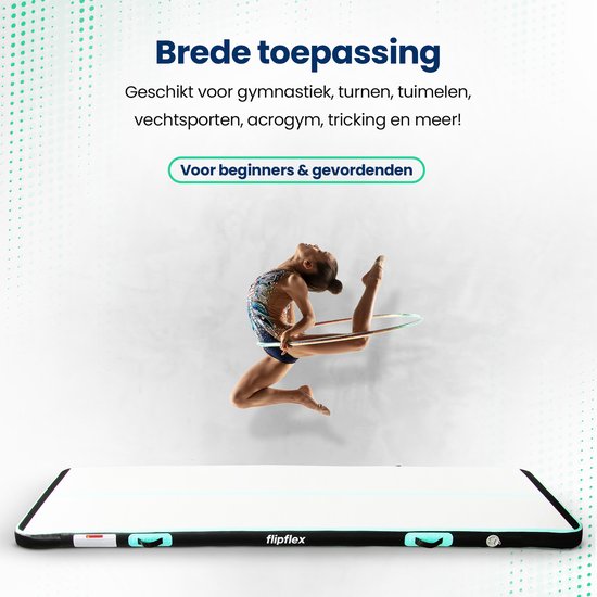 Flipflex Airtrack - Turnmat - 3 Meter - 10cm Dik - Gymnastiekmat - Inclusief 600W Miniblower - Met Luxe Draagtas - Turnen