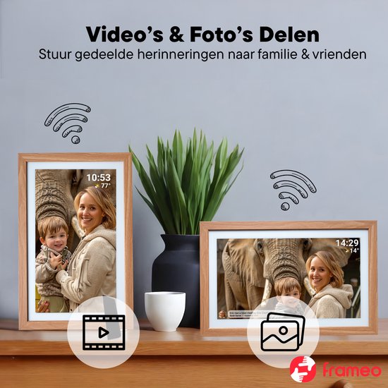 Denver Digitale Fotolijst 21.5 inch - XXL - Hout - Full HD - Frameo App - Fotokader - WiFi - 32GB - IPS Touchscreen - PFF2162LW