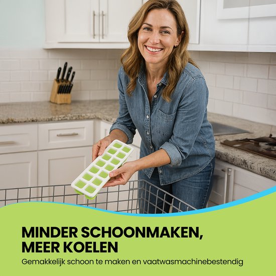 TTD® Siliconen IJsblokjesvorm met Deksel - Set van 4 - 14 x 4 IJsblokjes - Stapelbaar - BPA Vrij - IJsblokjes Zijn Makkelijk uit te Drukken
