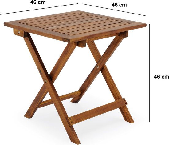 EezyLife Houten bijzettafel - 46x46x46cm - Acacia hout - Tuintafel