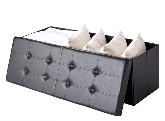 Casaria Zitbank met Opbergruimte - 80x40x40cm 100L Kunstleer – Zwart