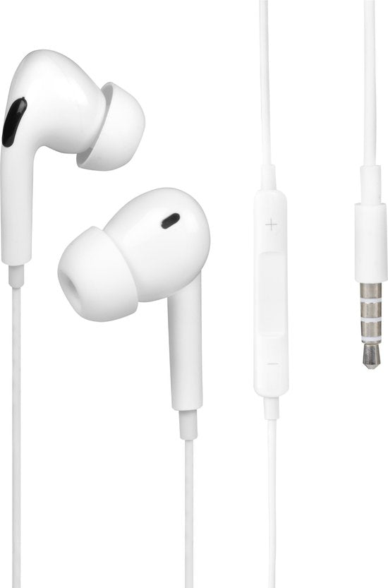 Nuvance - Oortjes met Draad - 3.5mm Jack Aansluiting - Oordopjes met Draad - In-Ear Oortjes met Draad en Microfoon - Wit