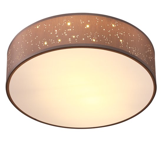 Monzana Plafondlamp - Sterrenhemel Rond 30cm 40 Watt Stof - Taupe