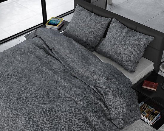 Sleeptime Flanel Jason - Dekbedovertrek - Eenpersoons - 140x200/220 + 1 kussensloop 60x70 - Antraciet