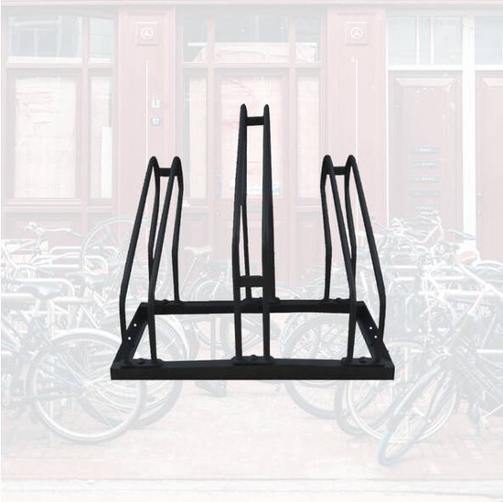 BRASQ Fietsenrek voor 3 Fietsen - Fietsenstandaard - Fietsrek - Fietsbeugel voor Vloer Inclusief bevestigingsmateriaal - Zwart