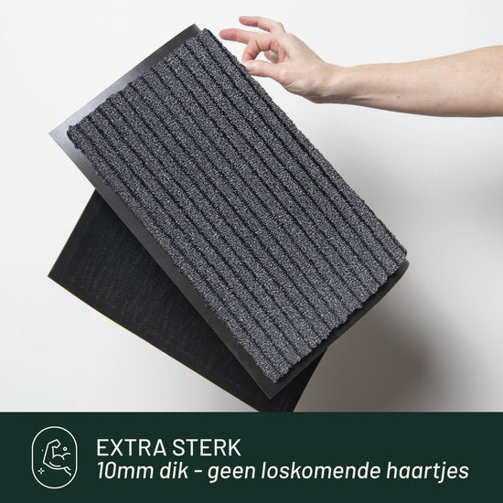 Deurmatten Set 2 stuks Studio M - NEO - Droogloopmat binnen grijs - 60x90 cm - Antislip Deurmat Antraciet - Voordeelpakket Deurmatten