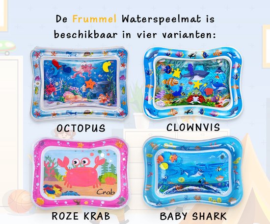 Frummel Waterspeelmat Baby – Watermat – Speelkleed – Opblaasbaar – Waterspeelgoed Baby - Kraamcadeau - Roze krab