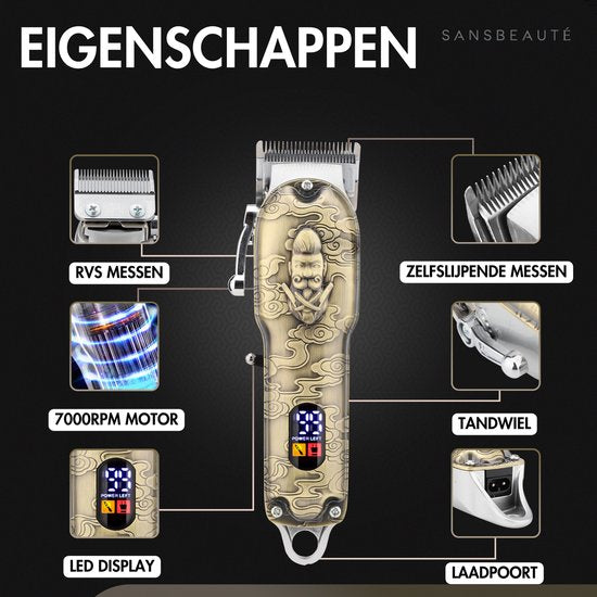 Professionele Draadloze 5-in-1 Tondeuse met Foil Shaver - Sansbeauté - Tondeuse Mannen Hoofdhaar - Cheveux Haar - Haartrimmer - Kapper Haar Machine - Haartondeuse - Trimmer Baard - Barbe Hair Clipper - Kapper Buddha Trimmer - Barber Set - Kappersset