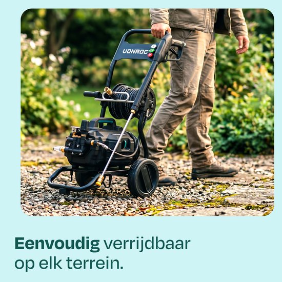VONROC PRO Hogedrukreiniger V25-3 - 2500W – 180 bar - 468 l/u – inductiemotor – 15m premium slang - Incl. terrasreiniger, schuimsproeier en 5 nozzles