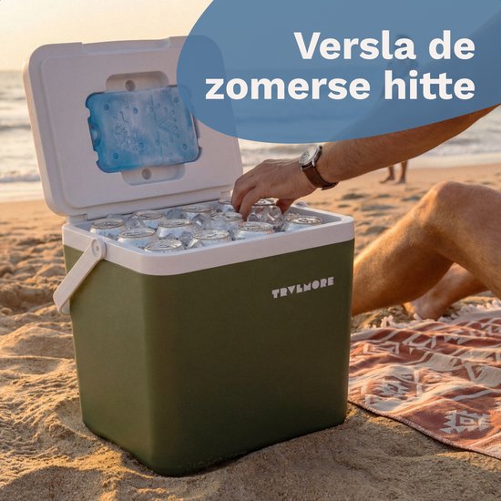 TRVLMORE Koelbox 14L - Frigobox - Inclusief Koelelement - Koelbox Klein - Groen