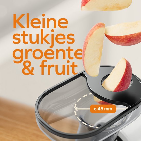 KitchenBrothers Slowjuicer - Compact - Juicer - Groenten en Fruitpers - 45 mm - 500 ml - Wit
