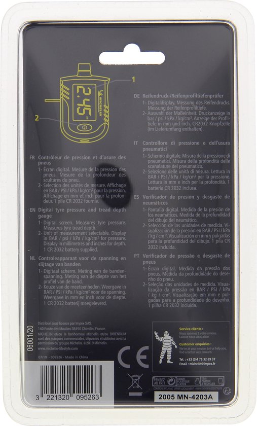 Michelin Digitale Bandenspanningsmeter en Profielmeter - 0,35 tot 7 bar