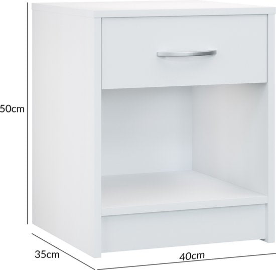 Casaria Nachtkastje Set van 2 - Lade 50x40x35cm - Wit