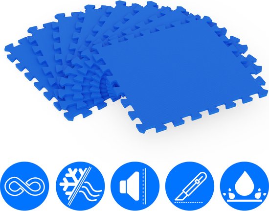 Monzana 8x Vloerbeschermer - 45x45cm Antislip Uitbreidbaar - Blauw