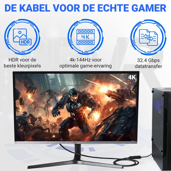 DisplayPort Kabel 1.4 - male to male - 8K 60Hz - 4K 144Hz - DP kabel - 5 meter