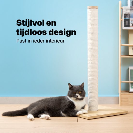 Jake en Jacky Krabpaal Hout - Houten Krabpaal voor Katten - met Papieren Touw - Krabmeubel - 80 cm