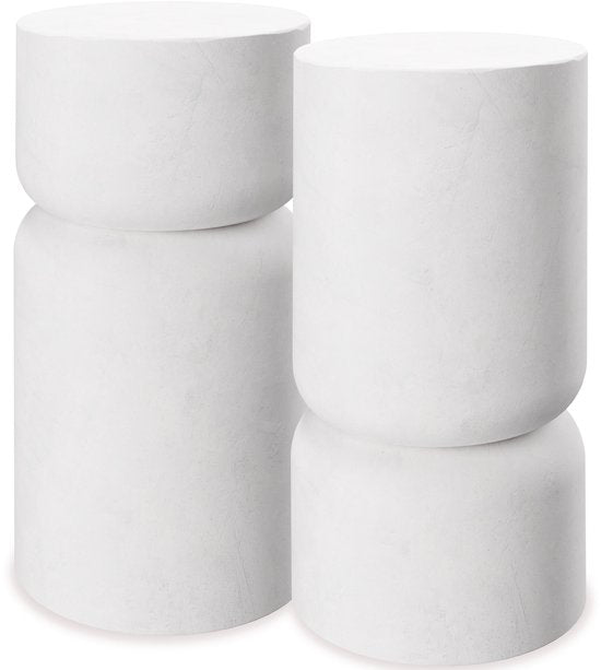 tectake® Bijzettafel Amine - Ø 28 x 54,5 cm - Set van 2 Bijzettafels - Koffietafel in Robuust Magnesiumoxide in Steenlook - Tafeltje voor Woonkamer, Slaapkamer of Kantoor - Draagkracht 15kg per Tafel - Inclusief Vloerbeschermers