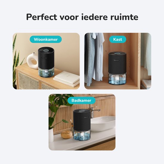 Bloomfold Luchtontvochtiger - Compact 700ML - 250ML per dag - voor Slaapkamer, Woonkamer en badkamer