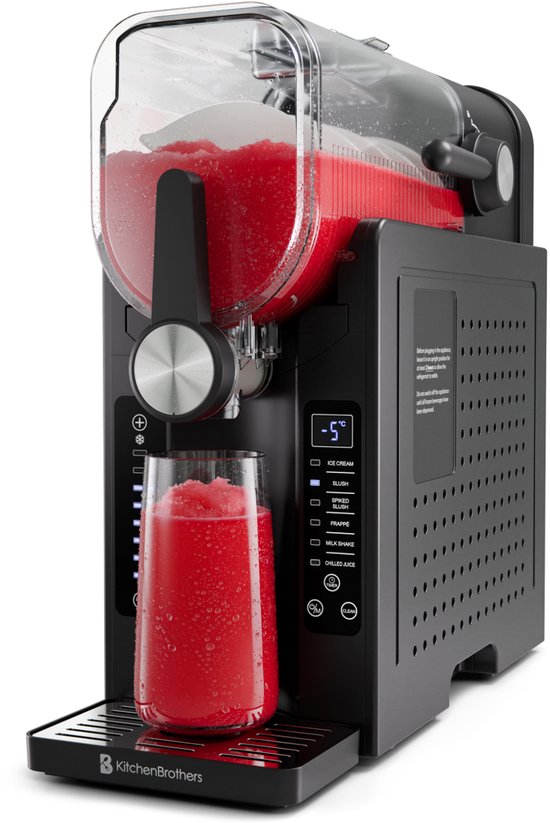 KitchenBrothers Slush Puppy Maker - 1,6L - 6 Standen - BPA-vrij - Slushi Machine - Ijsmachine - Zwart
