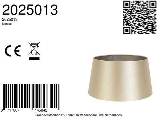 Light & Living - Lampenkap MONACO - 25x20.5x14cm - Goud