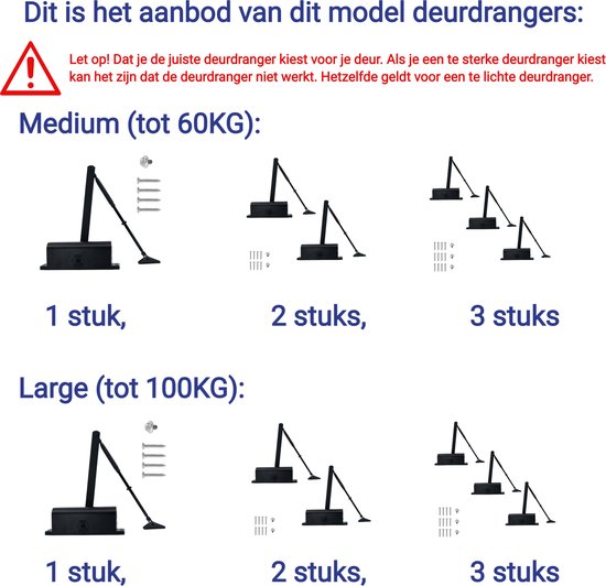 Gtrise Verstelbare Deurdranger - T/M 100KG - Large - Incl bevestigingsset - Hydraulisch - Hoge kwaliteit - Voor binnen & buiten - Veel functies - Deursluiter - Deurveer
