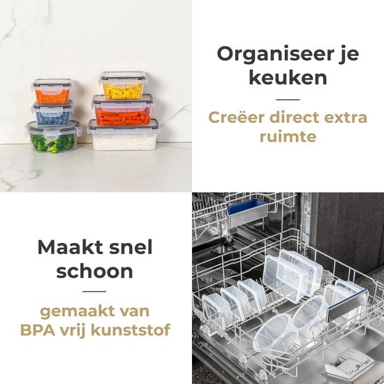 Stosh Vershoudbakjes - Meal Prep Bakjes - Diepvriesbakjes - Voedselcontainer - 6 stuks - Plastic - BPA vrij