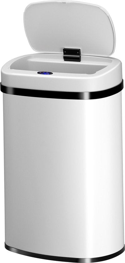 Juskys – Automatische Vuilnisbak Met Sensor – 50 Liter – 40 x 29 x 58 cm – Voorzien Van Bewegingssensor En Touchpanel – Voor Keuken En Kantoor – Wit Gepoedercoat Staal