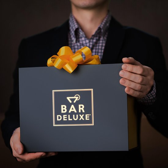 BarDeluxe® Whiskey Set - 4 Handgemaakte Kristallen Glazen 325 ml - Luxe Cadeauset met IJsblokjesvorm & Bewaardoos - Ideaal als Whisky Geschenk