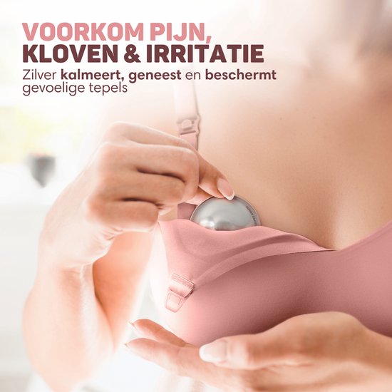 Vulpes Goods® Babycare Zilveren Tepelkapjes – Nursing Cups - 999 Puur Zilver – Hypoallergeen & Herbruikbaar – Tepelbeschermers voor Borstvoeding – Maat L – Incl. Opbergetui