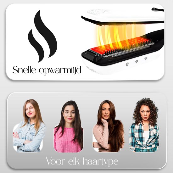 Sansbeauté® Stoomstijltang - Stoom Stijltang - Brede Platen - Professionele Stijltang – stoomstijltangs - Wit